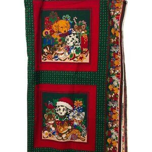 Fabric for Christmas Pillow Covers Puppy Kitten Cranston Print 100% Cotton USA